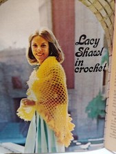 Sweater Shawl Hat Workbasket Magazine 1973 2 39 Knit Crochet Home Crafts VTG