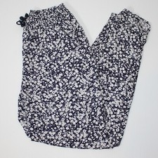 H M Girl's Navy Blue with White Flower Print Harem Style Pants in size 12-13 NWT
