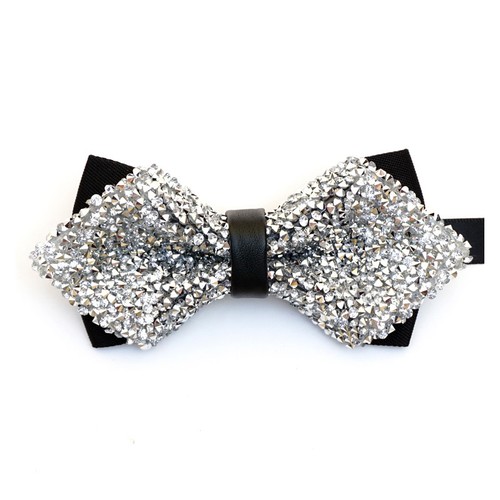 Unisex Sparkle Crystal Glitter Bow Tie Luxurious Wedding Party Rhinestone Bowtie - Picture 6 of 30