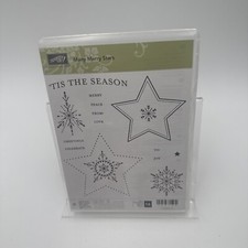 Stampin Up - Many Merry Stars - Set Of 16 - Retired Christmas Merry Peace Love
