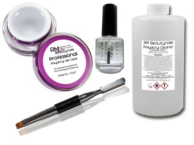 Poly Acryl Gel Starter Set Acrylgel System Clear Liquid Primer Pinsel Uv Led