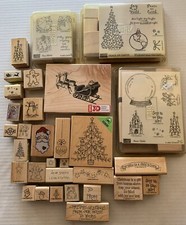 Wood Rubber Stamps LOT of 45 Unused 3 Complete Sets ALL Christmas Stampin' Up