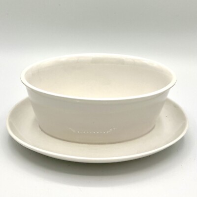 White Gravy Boat Attached Under plate Independence Whitestone By Interpace 