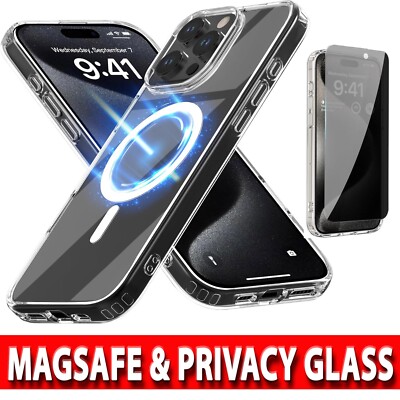 Clear Magnetic Case für iPhone 16 15 14 13 12 Pro Max Plus & Displayschutzfolie