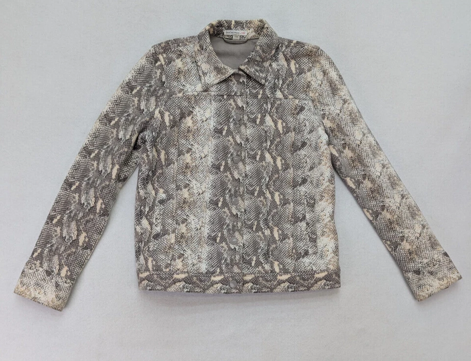 Chaqueta Isaac Mizrahi Live para mujer talla S gris estampado de piel de serpiente tejido elástico Foto 2 de 4
