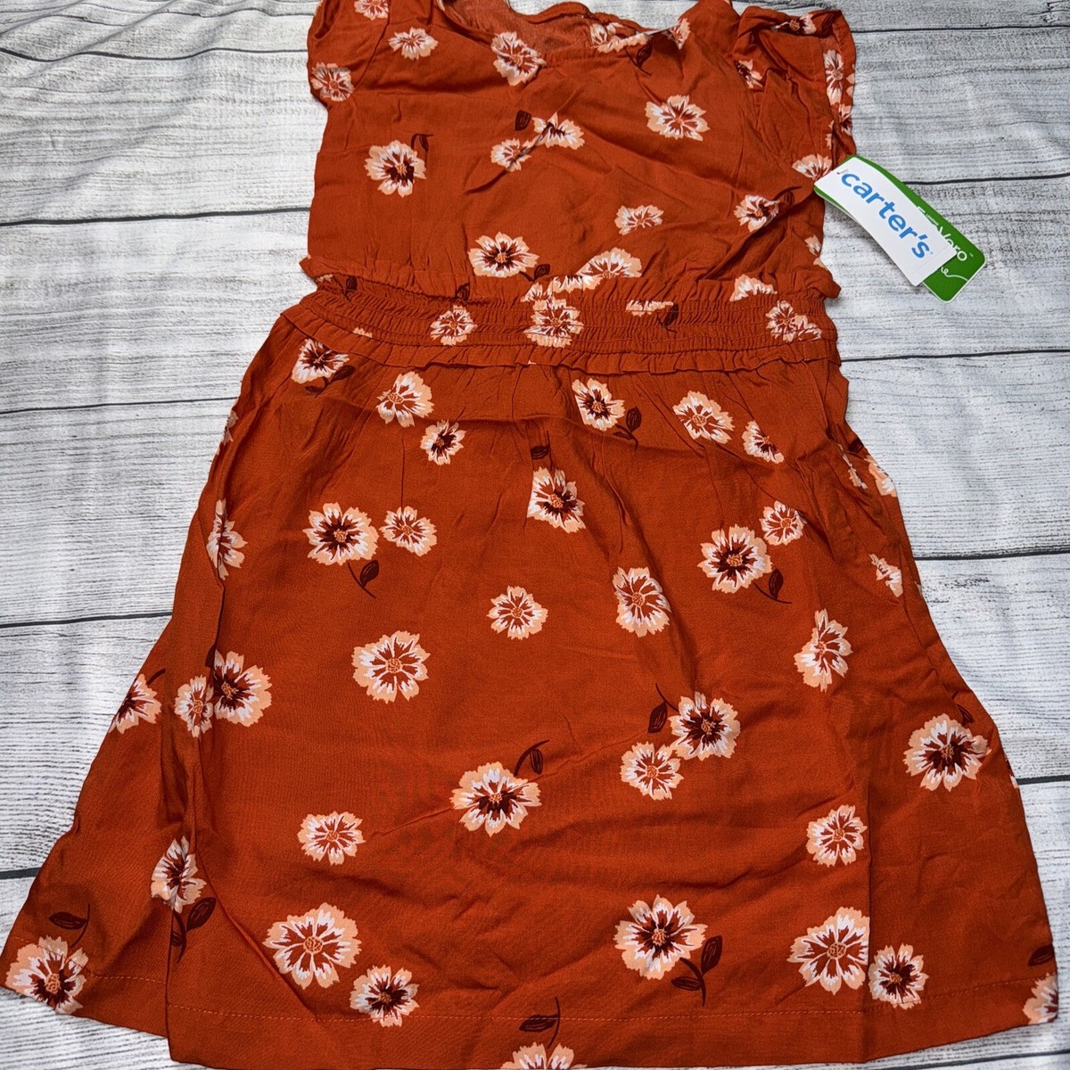 carters orange dress Carters 6/6x Persimmon Orange Floral Dress NEW