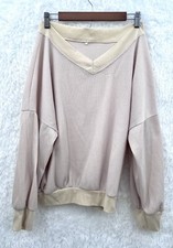 Women  s Apricot Off The Shoulder Long Sleeve Knit Pullover Sweater Size Large