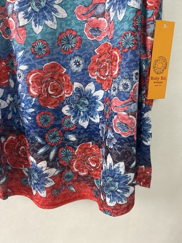Ruby Rd. Womens Top Blouse Size 2X Must Haves II Short Sleeve 25855 Blue A33 - Picture 9 of 10