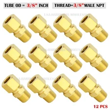 Brass Compression Tube Fitting , 3/8" OD TUBE x 3/8" NPT Male ( 12-PACK)
