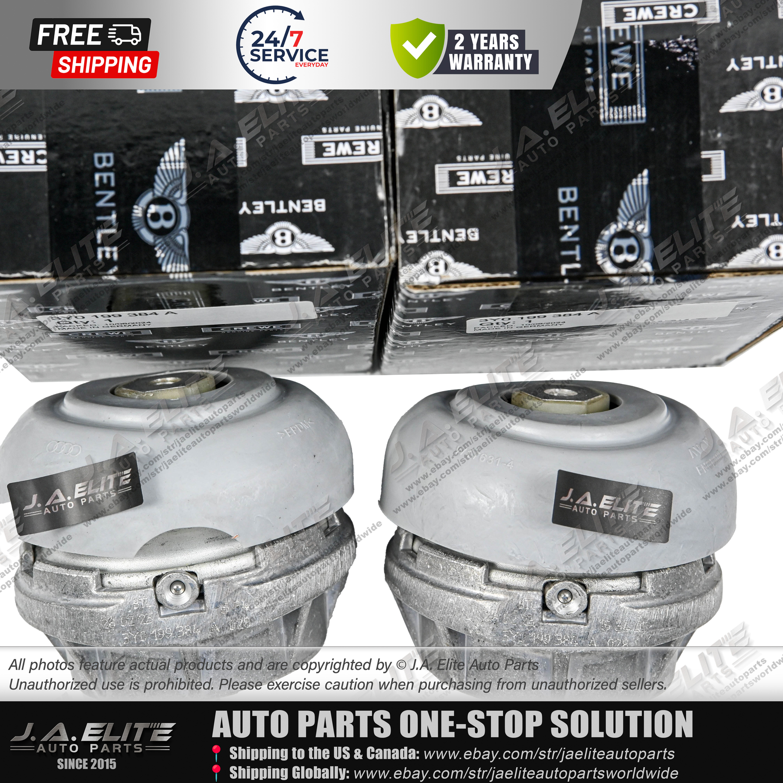 2 pcs Genuine Engine Mounts fit Bentley Mulsanne 2010+ 3Y0199384A