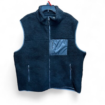 NEW Goodthreads Men s 3XL Black Sherpa Fleece Lined Winter Zip Up Vest