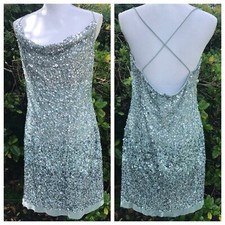 NWT Adrianna Papell Dress Sequin Spaghetti Strap Above Knee Zip Closure Size 12