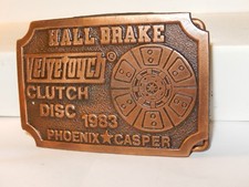 1983 Hall Brake Supply Brass Belt Buckle HIT LINE USA clutch disc Phoenix Casper