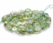 7-8MM GREEN QUARTZ GEMSTONE PEBBLE NUGGET LOOSE BEADS 15.5"