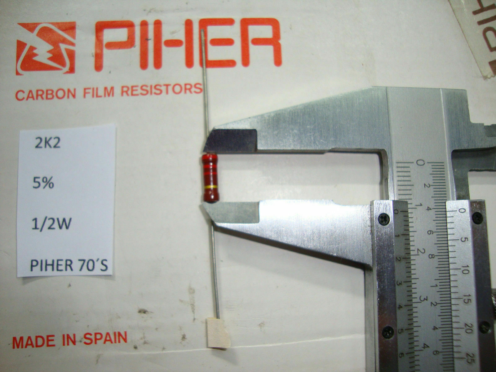 VINTAGE PIHER RESISTOR. 1/2W 2K2 2.2K 5 *1 PC* NEW ORIGINAL 1970´S