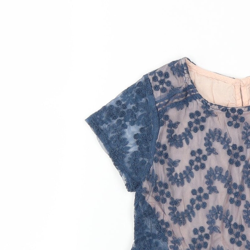 NEXT Girls Blue Floral Polyester blend Blouse Size 7 Years - embroide image 6