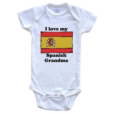 I Love My Spanish Grandma Spain Flag Grandchild One Piece Baby Bodysuit