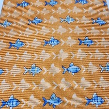 Tommy Hilfiger 100 Silk Tie Fish Prink Blue Yellow Tropical