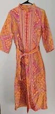 Smart Time 1970’s Groovy Paisley  Size 12 House Coat Robe  3/4 Sleeve