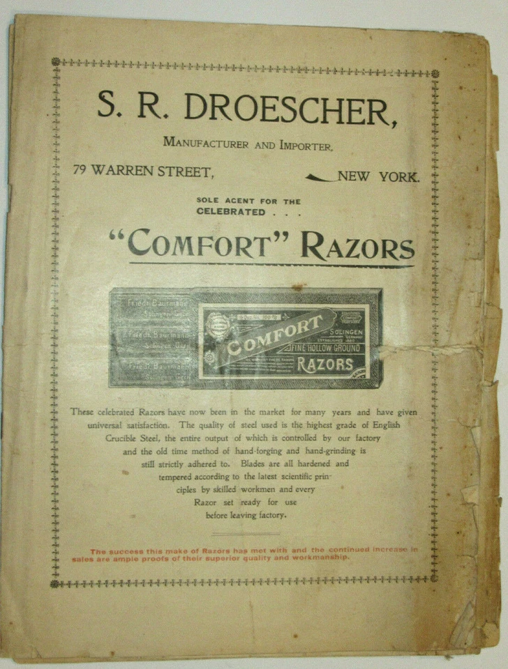VTG 1890s S R DROESCHER BARBER SUPPLY CATALOG! RAZORS/COMBS/SHEARS/HAIR CLIPPERS Foto 2 de 4