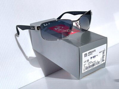 NEW* Ray Ban Gunmetal & Black w POLARIZED Grey Blue Lens Sunglass