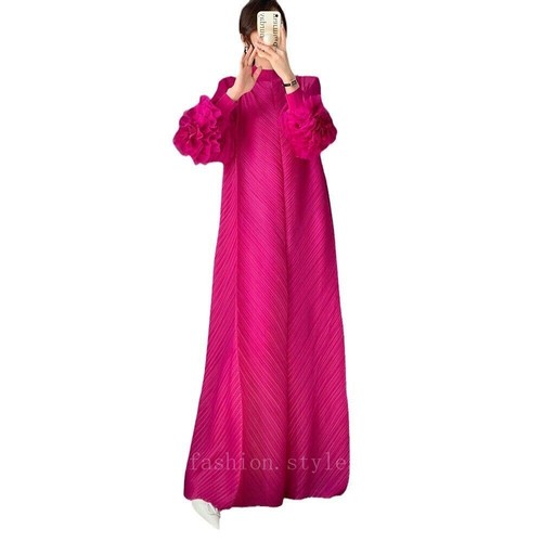 Women's Long Sleeve Extended Length Dress Loose Fit Oversized Pleated Spring New - Picture 4 of 32