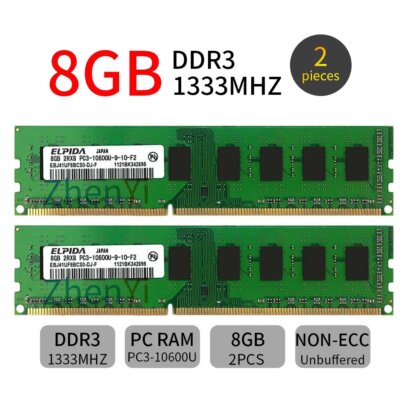 Barrette RAM DDR3 8 Go (1x8) – 1333 MHz PC3-10600, 240 Broches, GLOBAL MEMORY