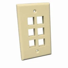 Keystone 6 Hole Port Jack Insert Flush Wall Face Plate Network CAT5e CAT6 Ivory