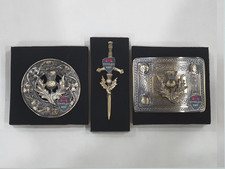 Scottish Traditional Kilt Buckle, Brooch  Pin Highlander Set in Antique Finish.