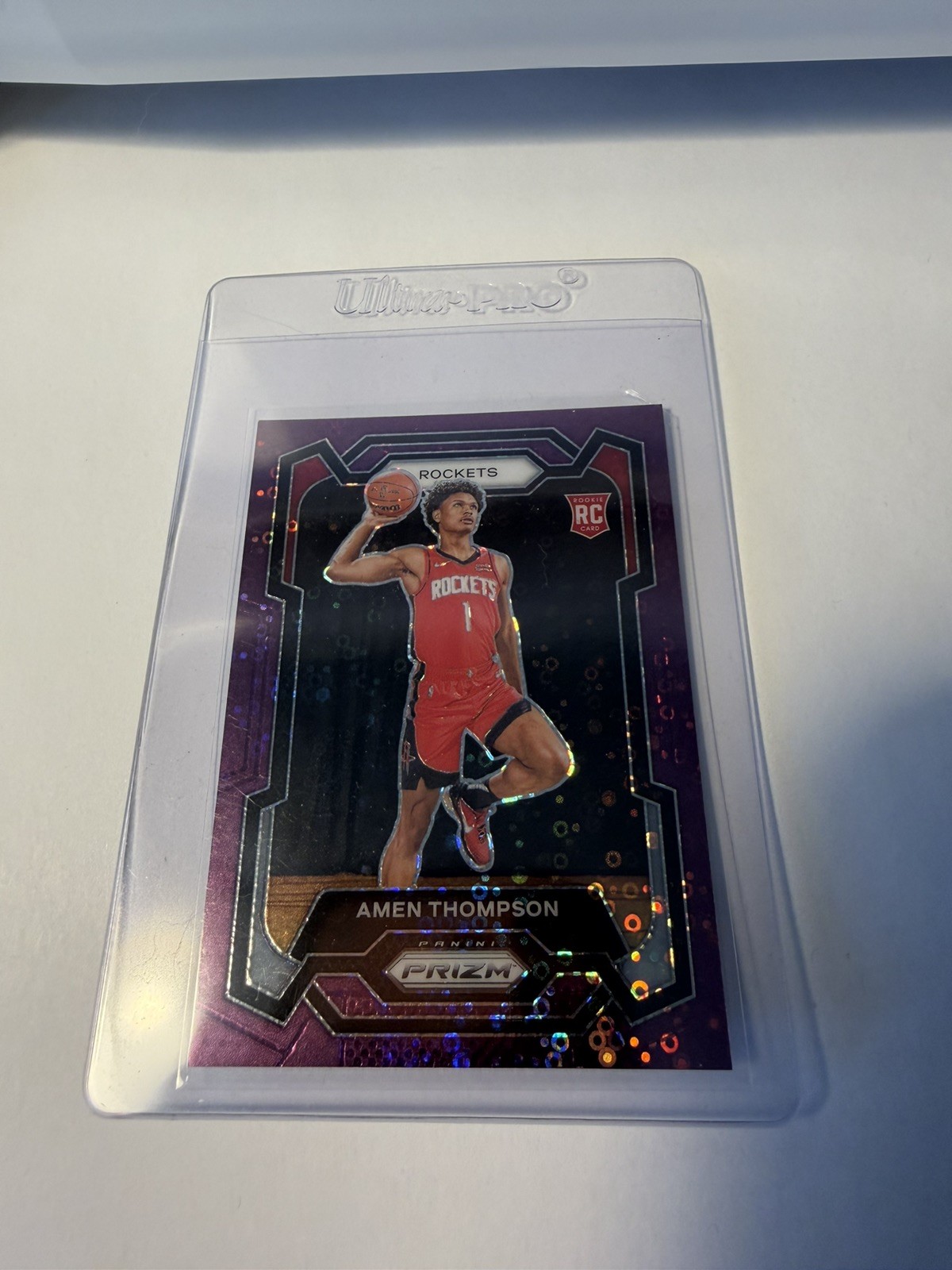 Amen Thompson 2023-24 Panini Prizm #150 RC Rookie Purple Fast Break /75 