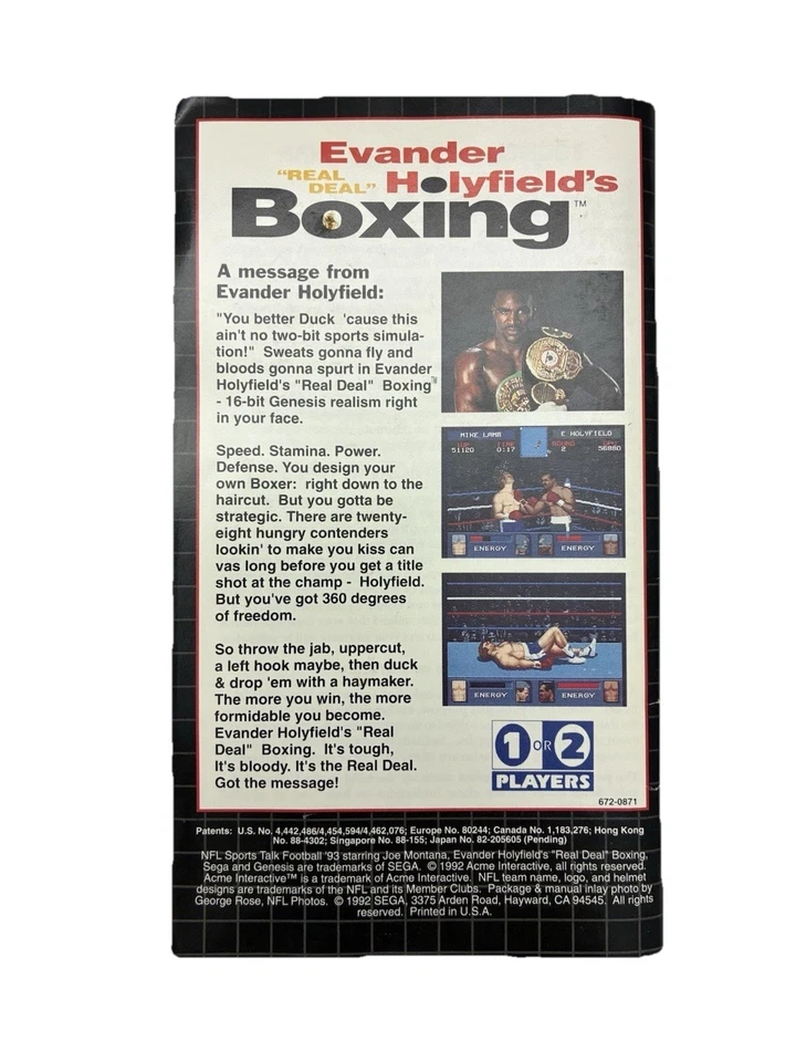 Sports Talk Football '93 protagonizada por Joe Montana (Sega Genesis, 1992) en caja con manual Foto 2 de 4