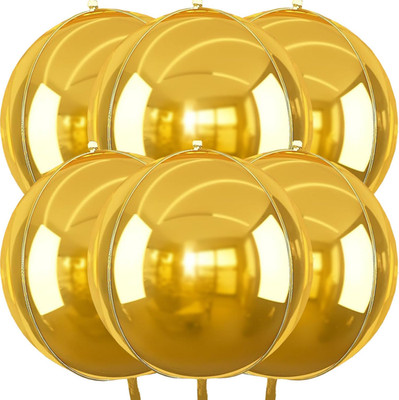 6 Stück Groß Luftballons, 22 Zoll Riesige 4D Rund Folienballons Helium Folie Bal