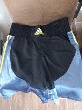 Adidas Boxing Shorts Blue lime black  Satin  Pro Adults Mens Size large