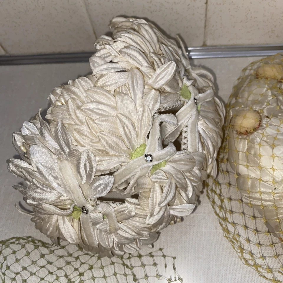 Lote de 4 accesorios de red floral vintage fascinadores Foto 3 de 4