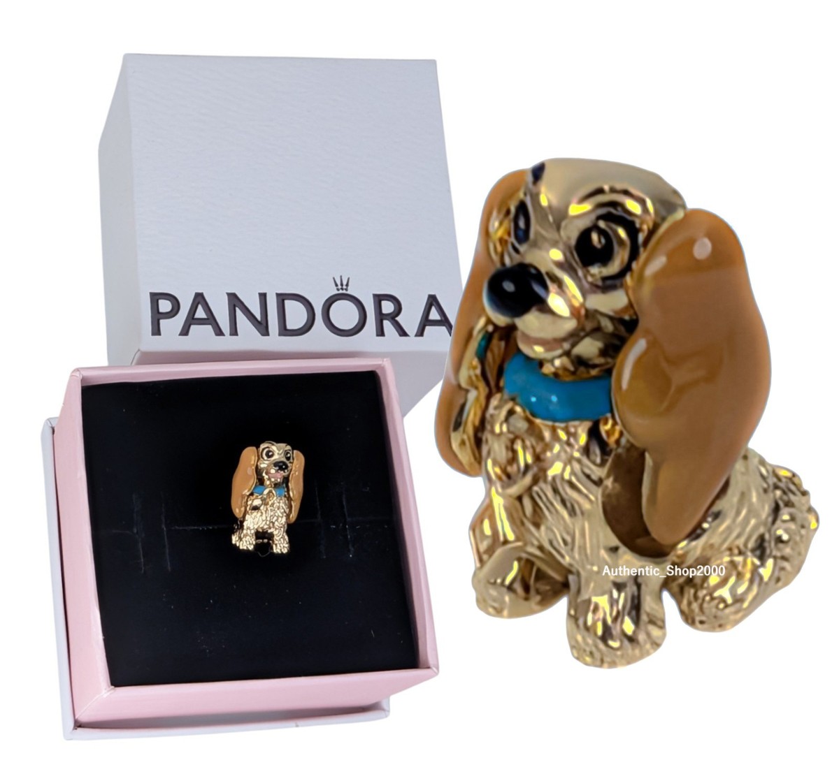 New 100% Authentic PANDORA 14k G Disney Lady and the Tramp Dog