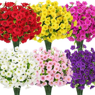 12 Bundles Artificial Flowers for Outdoors, Fake Large, Multiple
