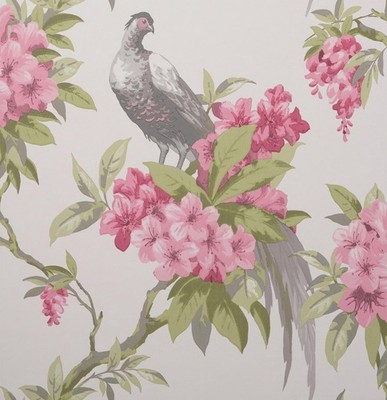 M1664_Crown Chintz, Floral, Bright White Pink Grey Fine Decor Wallpaper