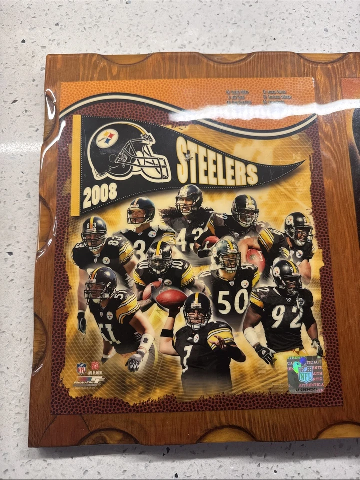 Vintage 2008 Pittsburgh Steelers Wall Hanging With Clock 15”x12” - Image 2 of 4