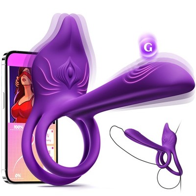 Vibrating Cock Ring Couples Sex Toys - MOOLIGIRL Dual Penis Ring Vibrator  wit