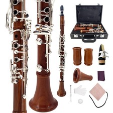 Bb Key 17 key Professional Clarinet Rosewood Wooden Body Silver Plated