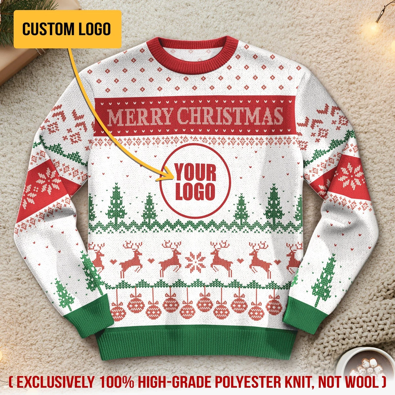 Custom Logo Ugly Christmas Sweater, Funny Company Team