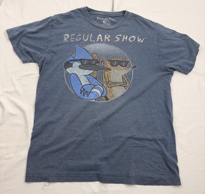 Regular Show T-Shirt M Mordecai And Rigby Graphic Blue Heather Cartoon Network