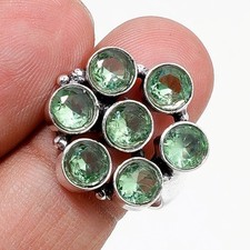 Green Amethyst Gemstone Handmade Fashion Ethnic Gift Jewelry Ring 9.75" SR 5771