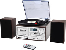 10 in 1 Record Player with External Speakers,3 Speed Bluetooth Turntable Vinyl P