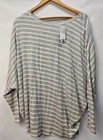 NWT Maurices Women Size M Casual Gray Striped Long Sleeve Shirt Long Length