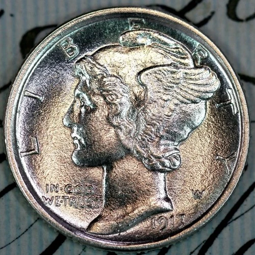 1917-S FSB SUPERB+ GEM BU MS MERCURY SILVER DIME DC350 FROM MATTHEWS HOARD