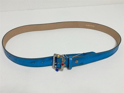 Kapital Oil leather studs disco buckle belt blue new | eBay
