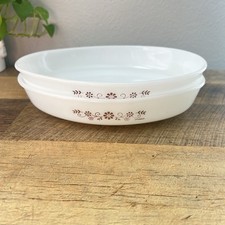 Dynaware Pyrorey Cazuela Ovalada Blanco Leche Vidrio Marrón Flor México Set 2