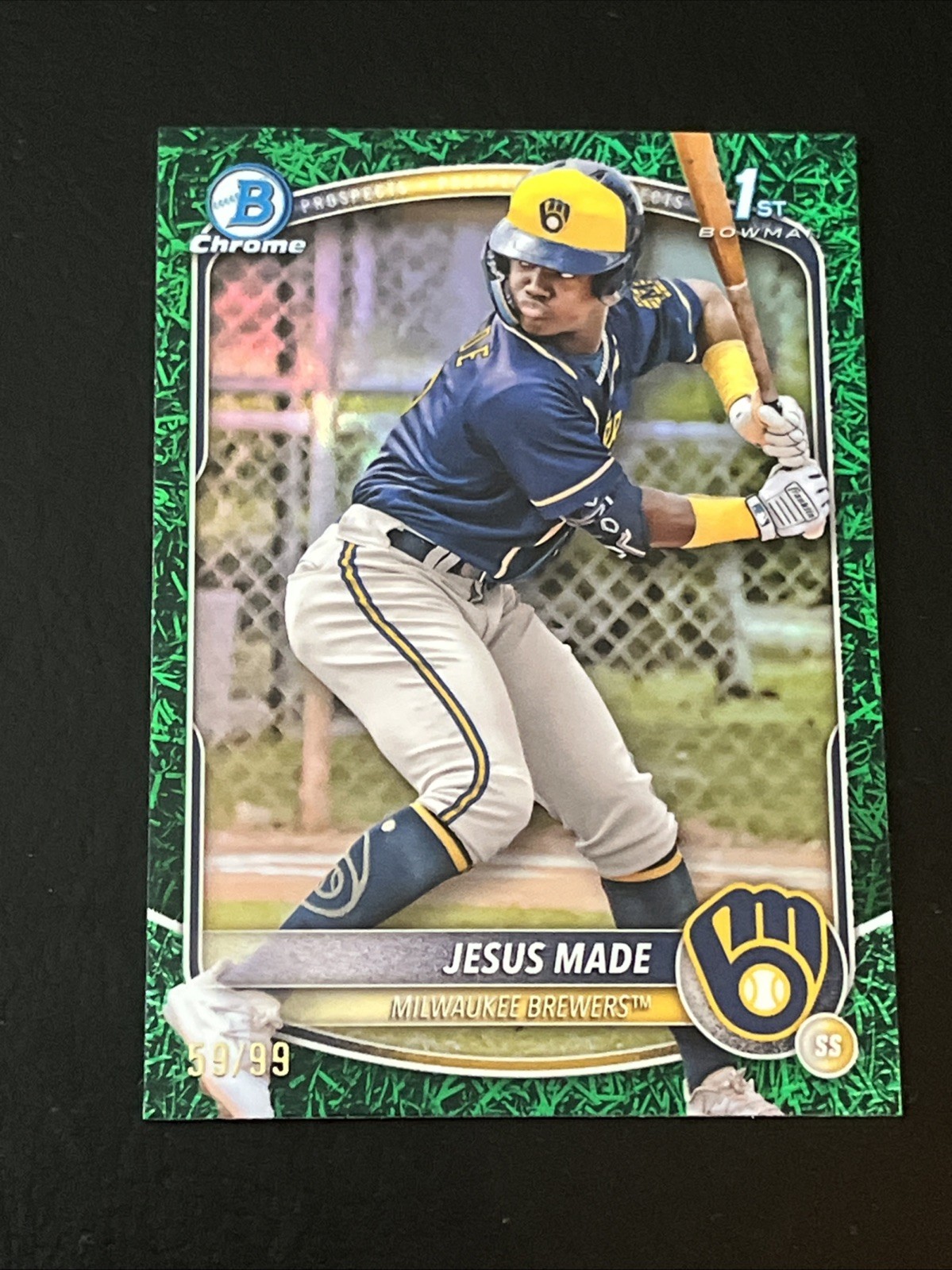 2025 Bowman Chrome Jesus Made 1st Bowman #d/99 Green Grass Refractor 