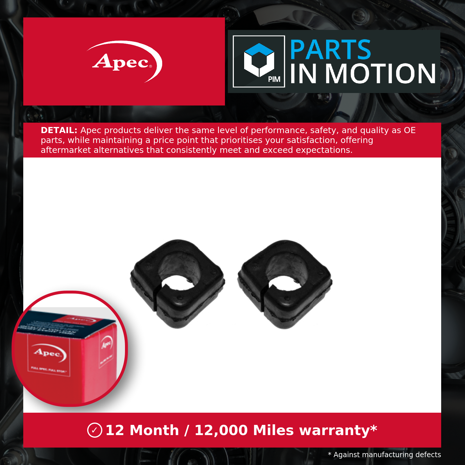 Wishbone / Control / Trailing Arm Bush Front Left or Right AST8108 Apec Mounting